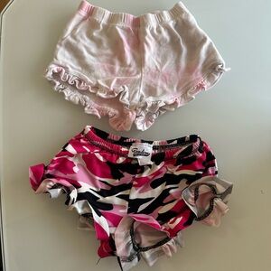2 pairs of baby girl shorts Pink and Black Ruffle Shorts & tie dye shorts